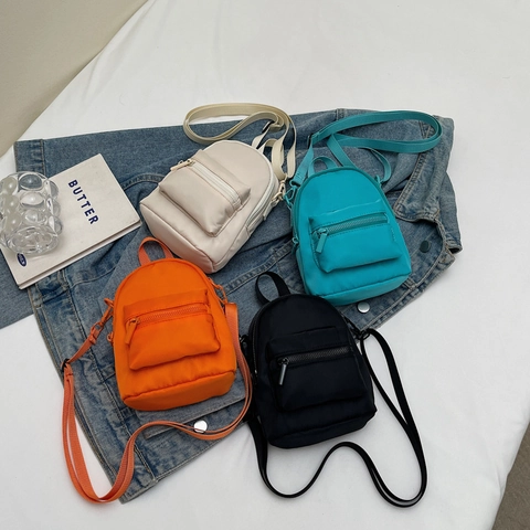 Mini Crossbody Bag Nylon Solid Color Lightweight Small Square Shoulder Purse For Women Fashion Korean Style