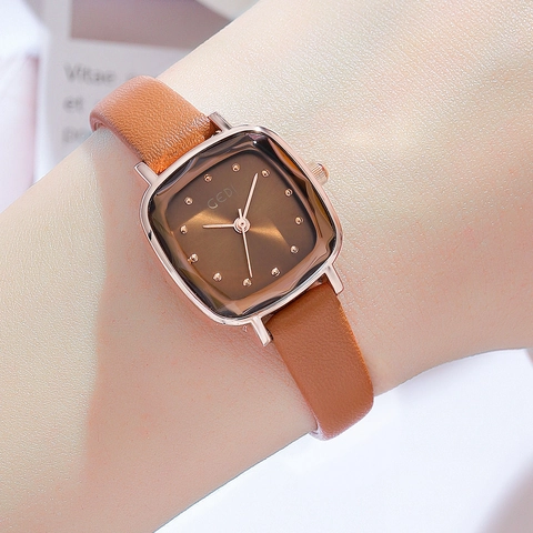 Women Quartz Watch Retro Square Dial Faux Leather Strap Waterproof Elegant Fashion Wristwatch For Ladies