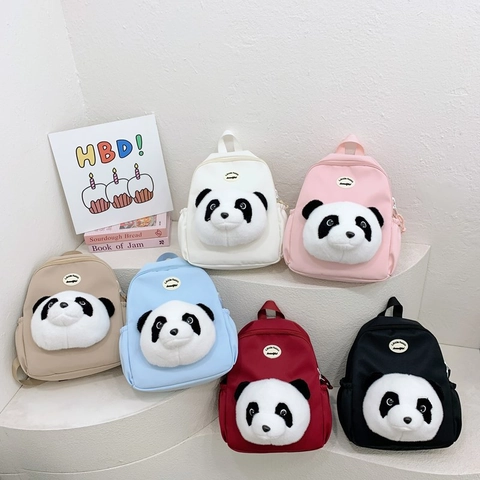 Kinder Rucksack Nylon Süßer 3D Plüsch Panda Schultasche Für Kindergarten Kleinkinder Jungen Mädchen Atmungsaktiv Leicht