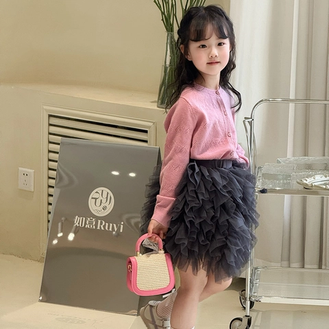 Mini Straw Woven PU Leather Crossbody Bag For Girls Sweet Lace Bow Contrast Color Kids Handbag