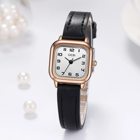 Orologio Al Quarzo Da Donna Cassa Quadrata In Lega Cinturino In Pelle Numeri Arabi Vintage Minimalista Elegante Impermeabile