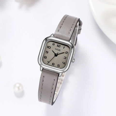 Orologio Al Quarzo Da Donna Cassa Quadrata In Lega Cinturino In Pelle Numeri Arabi Vintage Minimalista Elegante Impermeabile
