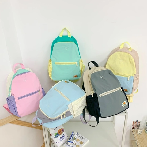 Zaino Scolastico Bambini Colorblock Tessuto Composito Leggero Grande Capacità Per Asilo Ragazzi Ragazze Moda Moderna