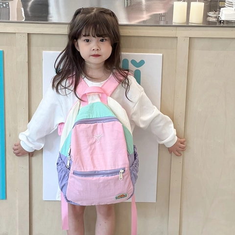 Zaino Scolastico Bambini Colorblock Tessuto Composito Leggero Grande Capacità Per Asilo Ragazzi Ragazze Moda Moderna