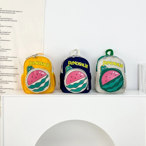 Sac À Dos Pour Enfants Dessin Animé Dinosaure Pastèque Tissu Oxford Sac D'école Bambin Maternelle Respirant Léger