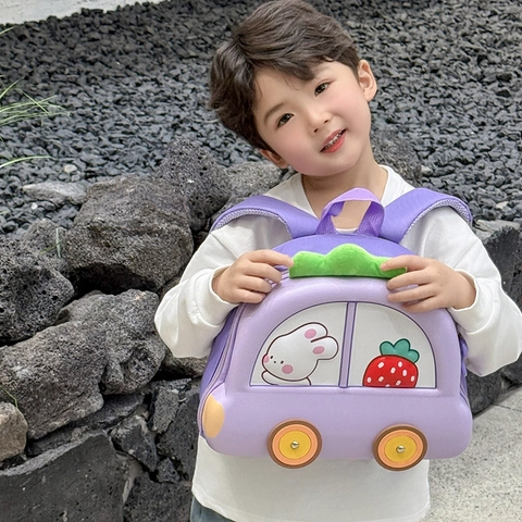Cartoon Auto Geformt Kinder Rucksack Oxford Tuch EVA Hartschale Kleinkind Schultasche Leicht Atmungsaktiv Für Kindergarten