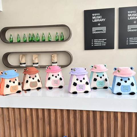 Cartoon Squirrel Animal Backpack For Kids Toddlers Oxford Cloth Breathable School Bag With Decorative Hat Bee Embroidery