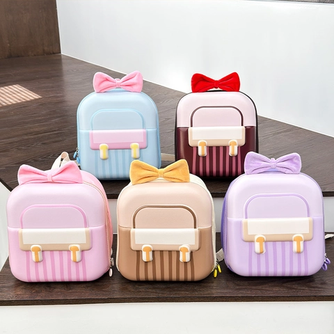 Kids Backpack EVA Hardshell Oxford Cloth Bowknot Lightweight Kindergarten School Bag For Girls Sweet Fashion