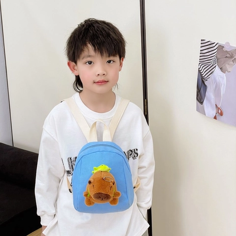 Mini Kids Backpack Canvas Plush Capybara Cartoon Cute Animal School Bag For Toddler Girls Boys Kindergarten