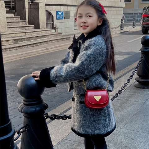Kids Mini Crossbody Bag PU Leather Leopard Print Gold Chain Shoulder Bag Korean Fashion Trendy Style For Toddlers Girls Boys