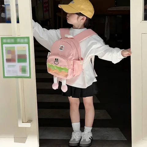 Hamburger Shape Cartoon Kids Backpack Oxford Cloth 3D Plush Legs Preschool Nursery School Bag Cute Novelty For Children