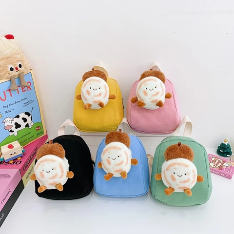 Kinder Mini Rucksack Canvas Plüsch Cartoon Puppe Süß Kindergarten Tasche Verstellbare Schultergurte