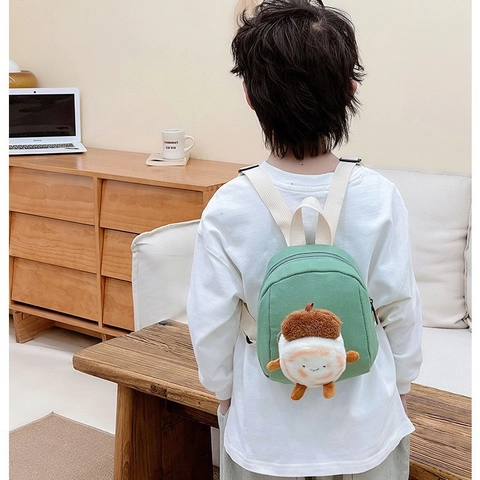 Kinder Mini Rucksack Canvas Plüsch Cartoon Puppe Süß Kindergarten Tasche Verstellbare Schultergurte