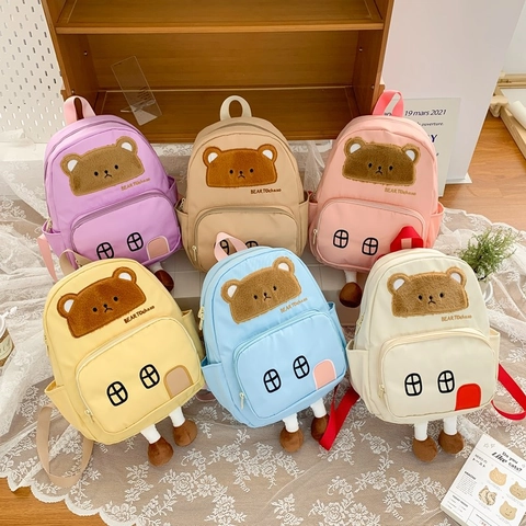 Mochila Infantil Con Forma De Casa De Oso Tela Compuesta Transpirable Mochila Escolar De Preescolar Para Niños Niñas Linda