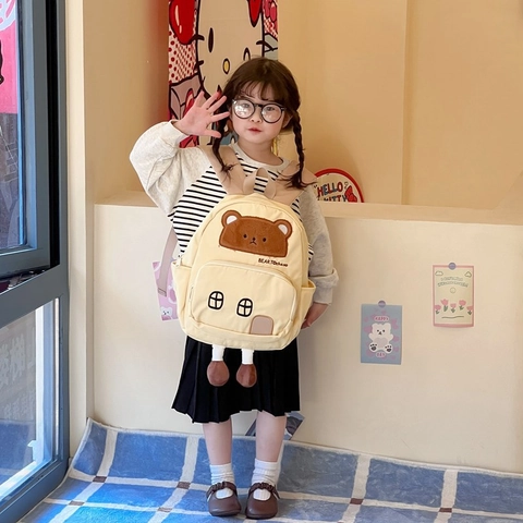 Mochila Infantil Con Forma De Casa De Oso Tela Compuesta Transpirable Mochila Escolar De Preescolar Para Niños Niñas Linda