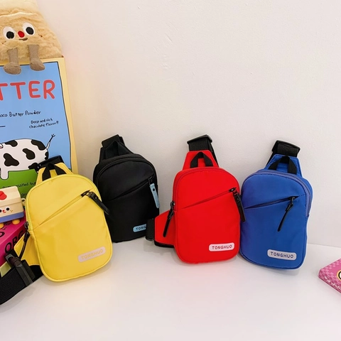 Borsa A Tracolla Bambini Nylon Traspirante Motivo Lettera Colore Solido Sport Casual Borsa Da Petto Per Ragazzi Ragazze
