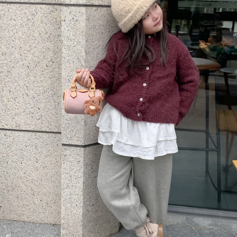 Mini Boston Bag PU Leather Cylinder Crossbody Handheld Fashion Contrast Color Small Handbag For Girls Kids Toddlers