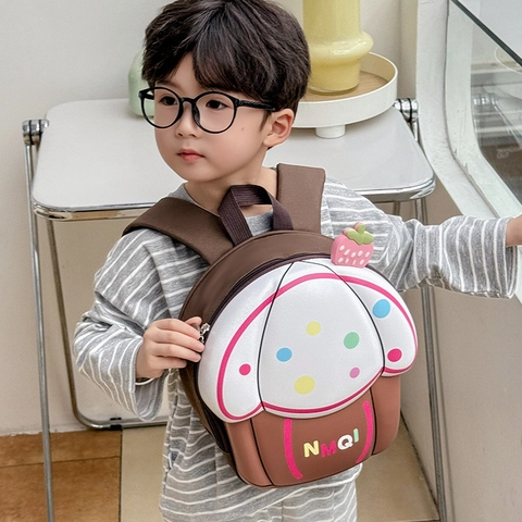 Sac À Dos Et Sac De Poitrine Pour Enfants En Forme De Cupcake EVA Tissu Oxford 3D Dessin Animé À Pois Pour Maternelle