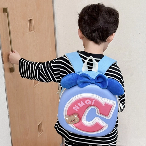 Kids Backpack School Bag Oxford Cloth EVA Hard Shell Bow Cute Cartoon Bear For Kindergarten Boys Girls Lightweight