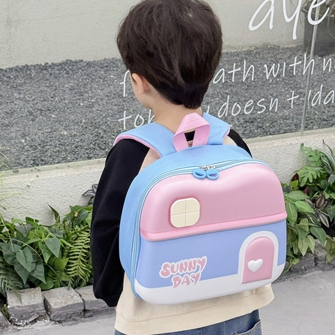 Zaino Per Bambini EVA Tessuto Oxford 3D Cartone Animato Forma Casa Traspirante Leggero Borsa Scuola Carina Per Asilo