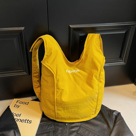 Zaino Trapuntato Da Donna Grande Capacità Nylon Borsa A Spalla Casual Leggera Moda Stampa Lettere Viaggio Scuola