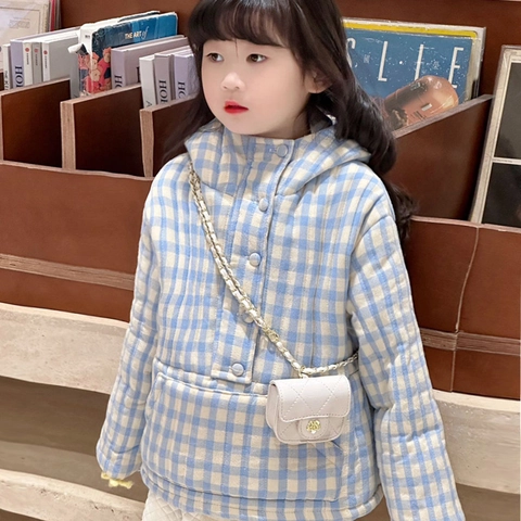Mini Quilted Shoulder Bag For Kids PU Leather Trendy Chain Crossbody Purse With Flower Clasp