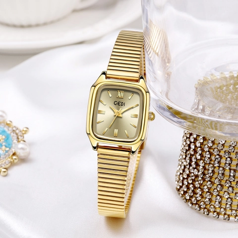 Orologio Al Quarzo Vintage Quadrante Quadrato Impermeabile Cinturino In Metallo Espandibile Elegante Da Donna