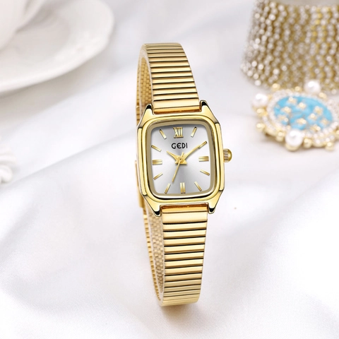 Orologio Al Quarzo Vintage Quadrante Quadrato Impermeabile Cinturino In Metallo Espandibile Elegante Da Donna