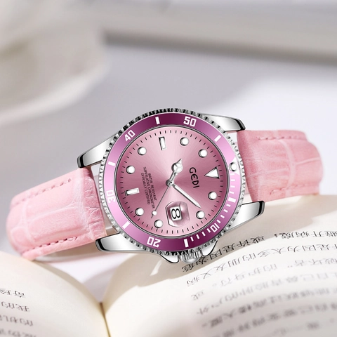 Women's Quartz Watch Alloy Case Leather Strap Waterproof Luminous Calendar Business Fashion Elegant Wristwatch