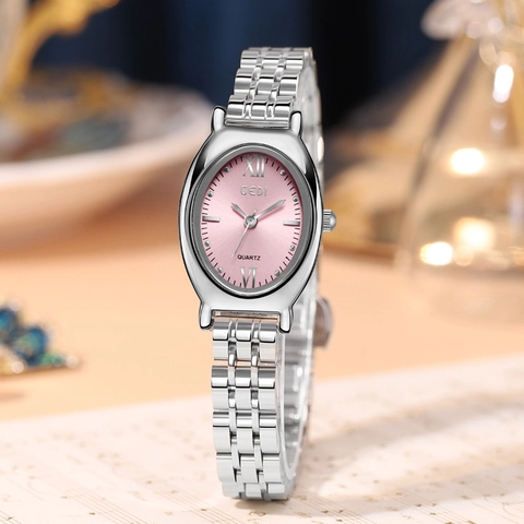 Women Quartz Watch Oval Dial Stainless Steel Strap Waterproof Retro Luxury Elegant Ladies Wristwatch