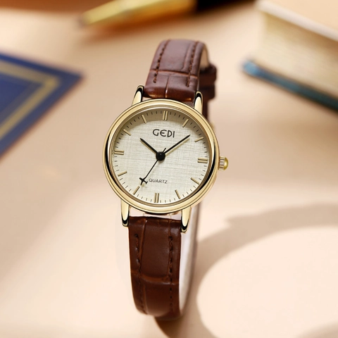 Womens Quartz Watch Woven Texture Dial Aircraft Second Hand Leather Stainless Steel Strap Elegant Retro Waterproof