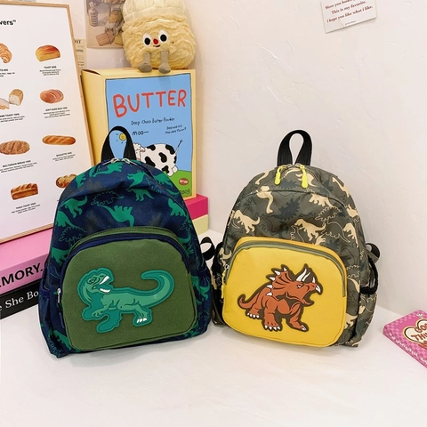 Kids Backpack Dinosaur Pattern Nylon Polyester Breathable Kindergarten School Bag Cute Cartoon For Boys Girls