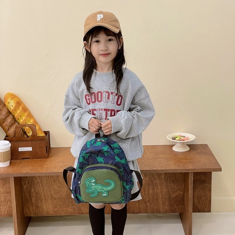 Kids Backpack Dinosaur Pattern Nylon Polyester Breathable Kindergarten School Bag Cute Cartoon For Boys Girls