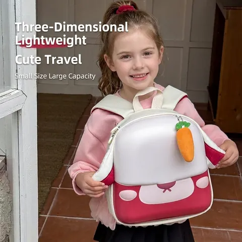 Kinder Konijn Rugzak Oxford EVA Harde Schaal Schooltas Ademend Lichtgewicht Peuter Jongens Meisjes Wortel Hanger