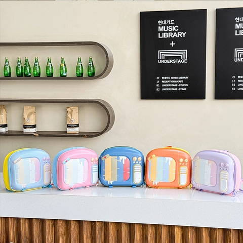 Retro TV Form Kinderrucksack Leicht EVA Oxford Tuch Atmungsaktiv Kindergarten Schultasche Für Jungen Mädchen