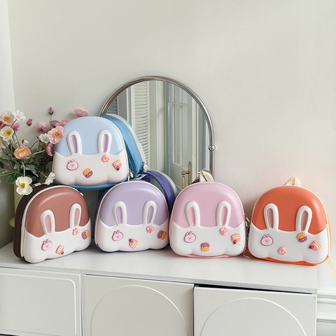 Kinder Rucksack Hasenohren 3D LED Leuchtend EVA Hartschale Leicht Wasserdicht Schultasche Für Kleinkinder Kindergarten