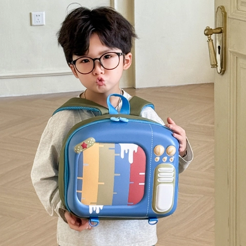Retro TV Form Kinderrucksack Leicht EVA Oxford Tuch Atmungsaktiv Kindergarten Schultasche Für Jungen Mädchen