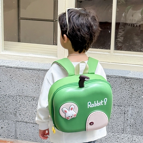 Cute Apple Shape Kids Backpack Cartoon Rabbit Pattern EVA Hard Shell Lightweight Schoolbag For Kindergarten Boys Girls
