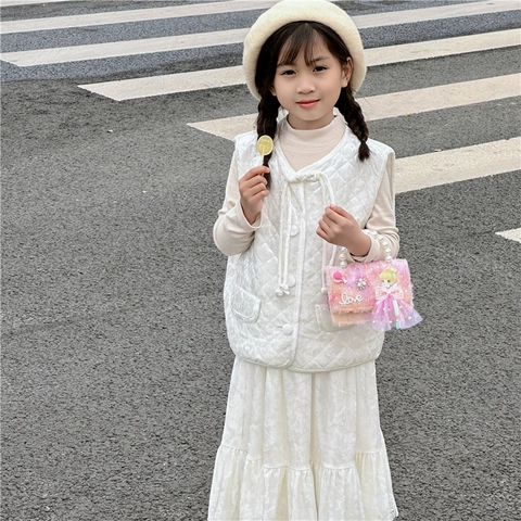 Bolso Bandolera De Peluche Para Niñas Diseño Princesa Asa De Perlas Artificiales Lazo De Malla Cadena Metálica Mini Bolso De Mano