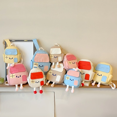 Zaino Per Bambini A Forma Di Casa Cartone Animato Tela Traspirante Borsa Scuola Design Personificato Con Gambe Di Peluche