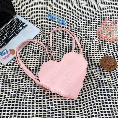 Sac À Dos En Forme De Cœur En Cuir PU Coutures Toile D'araignée Style Gothique Y2K Sac À Bandoulière Femmes Filles