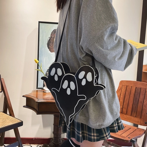 Borsa A Spalla A Forma Di Fantasma Divertente Pelle PU Borsa A Tracolla Irregolare Per Donne Festa Di Halloween Novità