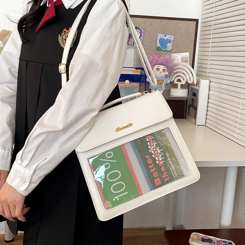 Sac À Épaule Itabag Style Japonais En Cuir PU Fenêtre Transparente DIY Affichage Sac À Bandoulière Dos Pour Filles