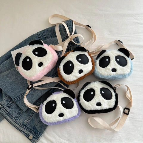 Borsa A Tracolla In Peluche Panda Per Bambini Forma Animale Cartone Animato Mini Borsa A Tracolla Morbida Tracolla Regolabile
