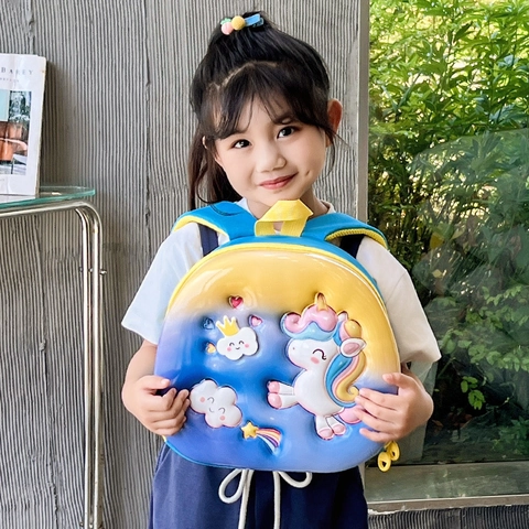 Kids Backpack Unicorn 3D Hard Shell EVA Oxford Breathable Toddler Preschool School Bag Cartoon Cute Girls Boys