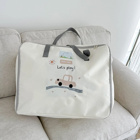 Borsa Portaoggetti Biancheria Letto Grande Capacità Cartone Animato Elefante Auto Stampa Asilo Borsa Mano Con Slot Nome Nylon