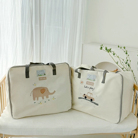 Borsa Portaoggetti Biancheria Letto Grande Capacità Cartone Animato Elefante Auto Stampa Asilo Borsa Mano Con Slot Nome Nylon