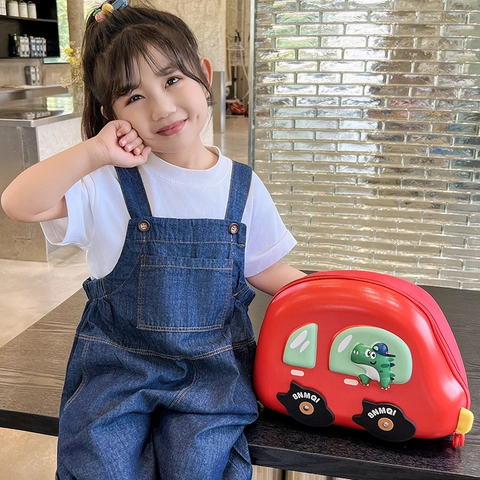 Kinderrucksack 3D Auto Form Cartoon Dinosaurier Hartschale EVA Oxford Stoff Leichtgewicht Kleinkind Jungen Mädchen Kindergarten