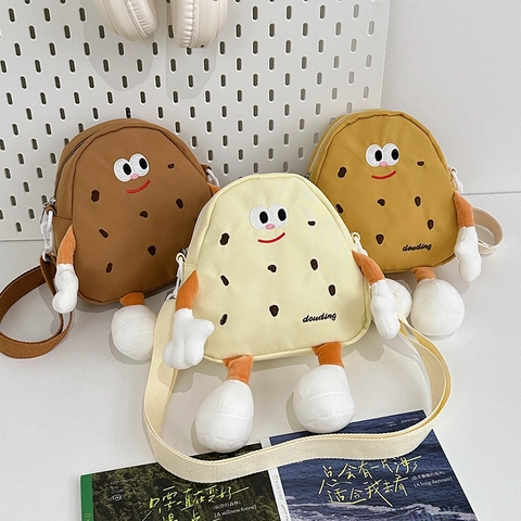 Kinder Schoudertas Cartoon Koekjesvorm Nylon Crossbody Tas Met 3D Ledematen Verstelbare Riem Voor Jongens Meisjes