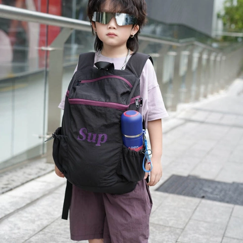 Kinder Rucksack Leichtes Nylon Große Kapazität Kontrastreißverschluss Modischer Buchstabendruck Für Schule Reisen Jungen Mädchen